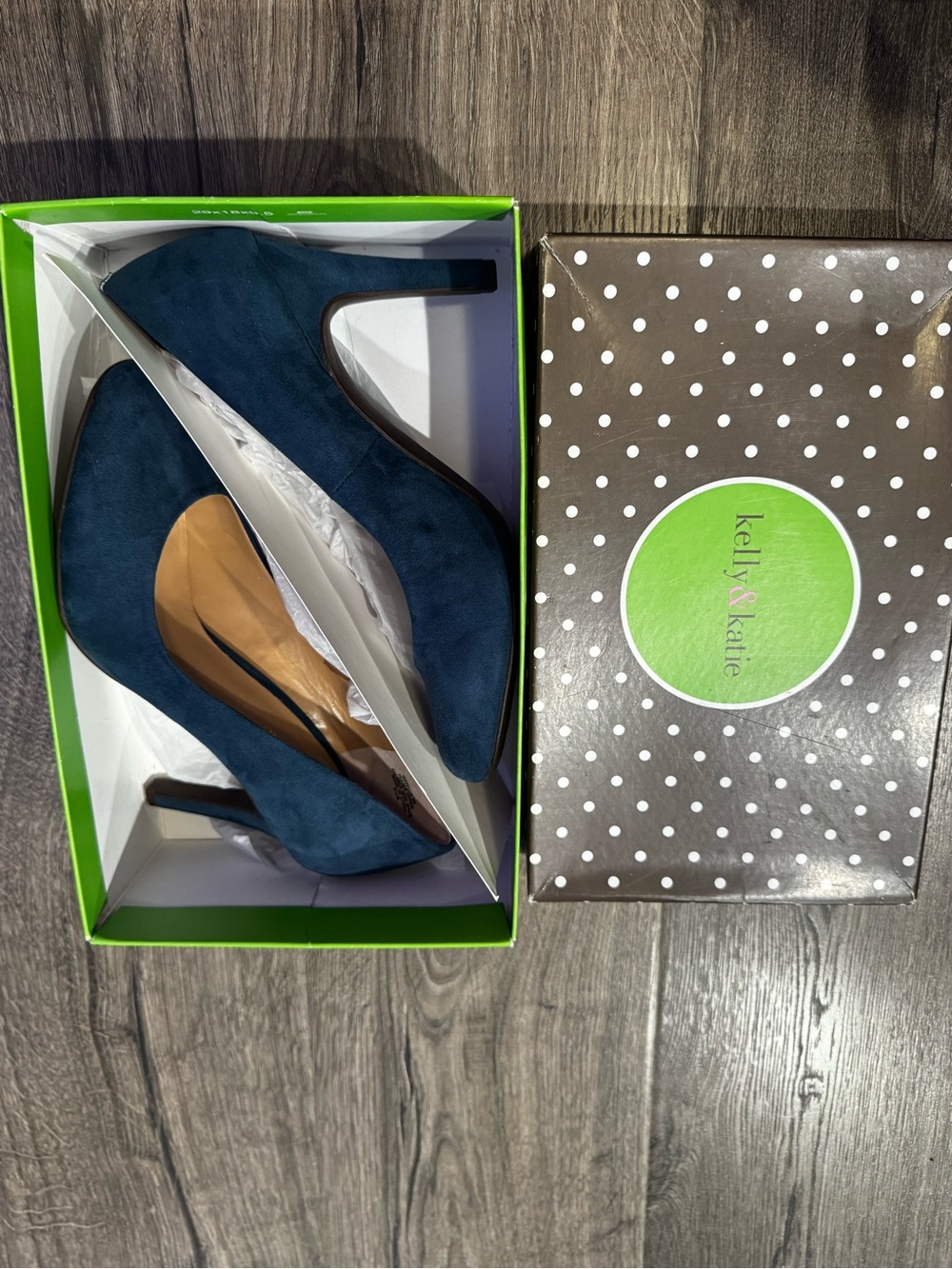 Kelly & Katie Navy blue Suede High Heel Pumps peacock mic Isabella size 8.5 - Picture 9 of 10